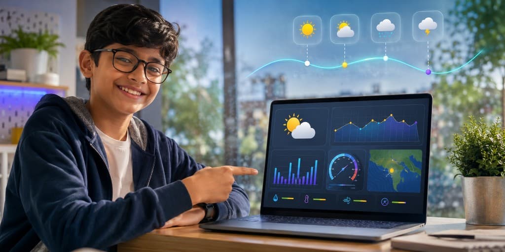 Weather Dashboard, a Python app charting live weather data, built by a 12-year-old GradeNext student